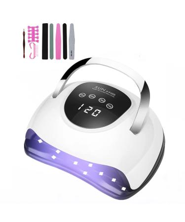 iBigLY UV LED Nail Lamp Professional 220W Faster LED Nail Dryer UV Nail Lamp for Gel Polish Curing Light with Touch Screen Portable Handle Auto Sensor Nail Art Light Tools for Fingernail Toenail White