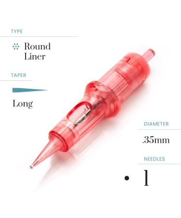 Kwadron Optima 1 Round Liner 0.35mm Long Taper Cartridge - Box of 20 | Permanent Makeup Supplies - Buy Online on SooperMarket.com