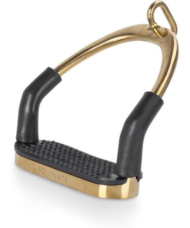 Equinate Safety Bar Charles 12cm Gold | Anti-Slip Rubber Tread Stirrup for Adults & Children | Ankle Relief - 2 Pieces - Buy Online on SooperMarket.com