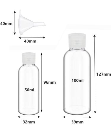 10 Piece Transparent Travel Bottles Set - Refillable Liquid Containers for Lotions & Shampoo with Funnels (50ml & 100ml) - Safe Travel Accessories - Buy Online on SooperMarket.com