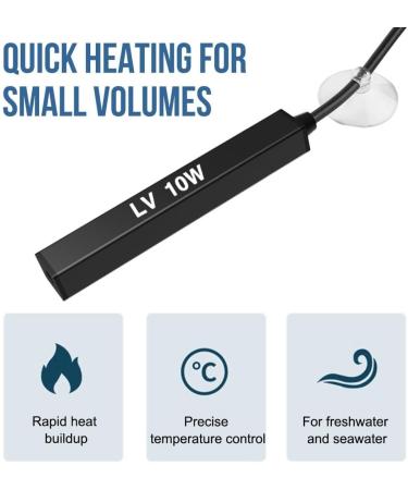 Mioyoow 10W IP68 Waterproof Mini Aquarium Heater - Temperature Controller for 0.5-1.3 Gallon Aquariums - Compliant with European Regulations - Buy Online on SooperMarket.com