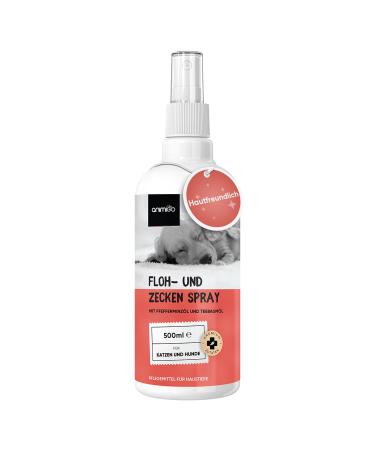 Animigo flea spray for cats & dogs - Natural flea remedy for apartment and furniture - 500ml tick protection with peppermint & castor oil - without insecticide - lice spray against lice - anti -mites spray