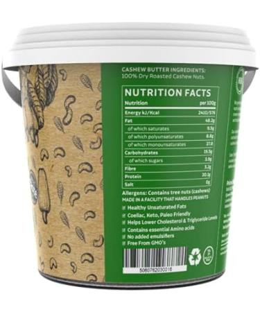 Prime Earth - Smooth Cashew Nut Butter - 1kg - Award Winning - Made With Premium Cashew Nuts - Free From Oil Salt & Sugar - Vegan Keto & Paleo Friendly - Produced in Small Batches - Made in the UK - Buy Online on SooperMarket.com