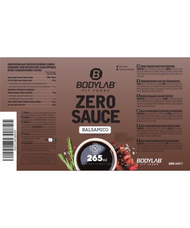 BODYLAB24 Zero Sauce Balsamico 265ml - Low-Calorie Fat & Sugar Reduced Dressing | Perfect for Healthier Dishes | Ideal for Every Diet - Buy Online on SooperMarket.com