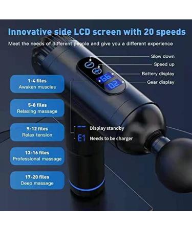 Deep Tissue Massage Gun for Athletes | 20 Speed Muscle Massager with 8 Replacement Heads and Side Screen - Buy Online on SooperMarket.com