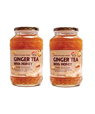 Haio Ginger Tea With Honey Refresh With Korean Herbal Tea Ginger Delight - Product of Korea 2 Glass Jars 2.2 lb (1 kg. ) each