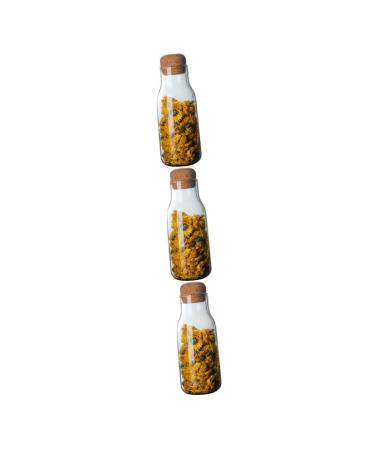 IMIKEYA Glass Storage Tank 3pcs Container Sealed Jar Dried Fruit Wooden Glass Sealed Cans 1