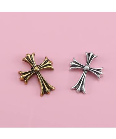 60PCS Cross Nail Art Charms Metal 3D Punk Ornaments for Manicure - DIY Nail Decoration Supplies in Bronze & Antique Silver - Buy Online on SooperMarket.com