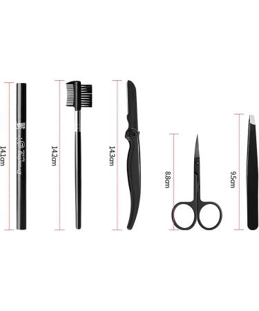 Stainless Steel Craft Scissors Eyebrow Kit with Tweezers, Brush - 5 Pc Set in Case - Buy Online on SooperMarket.com