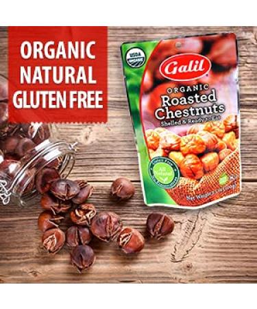 Galil Organic Roasted Chestnuts | Shelled, Gluten Free & Vegan | Ready-to-Eat Snack | 100% Natural | No Preservatives | Perfect for Snacking, Baking, and Cooking | 3.5oz Bags (Pack of 3) - Buy Online on SooperMarket.com