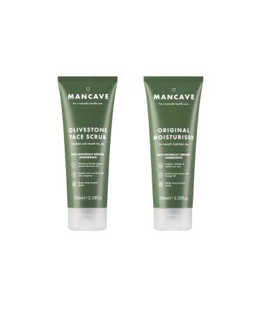 ManCave Skincare Duo Including Olivestone Face Scrub 100ml and Original Moisturiser 100ml Olivestone Face Scrub and Original Moisturiser
