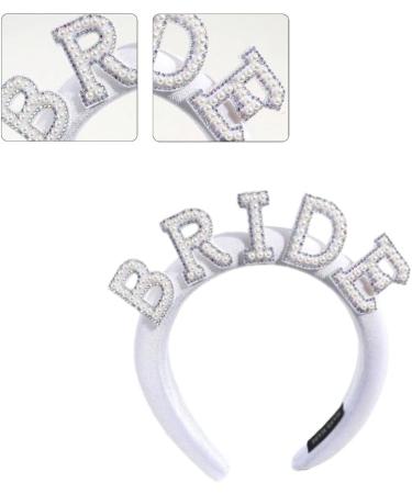 Bride Headband for Bridal Shower Bachelorettes Party Artificial Pearl Hairhoop Elegant Headband CarnivalParty Headpiece Velvet style - Buy Online on SooperMarket.com