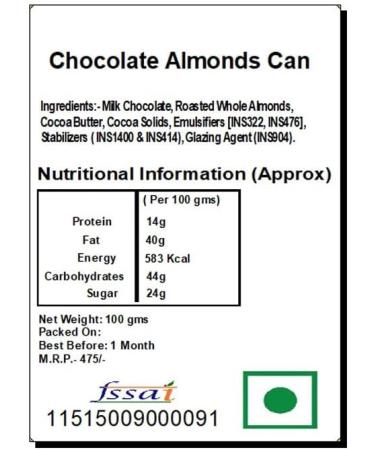 Jaiccha Ghasitaram Chocolate Almonds Can|Gift for Diwali Gifts Bhaidooj Gifts| - Buy Online on SooperMarket.com
