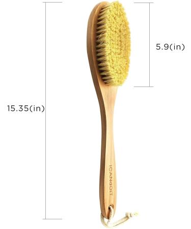 ICANdOIT Dry Brushing Body Brush - Long Handle for Cellulite and Lymphatic Drainage - Natural Agave Cactus Tampico Bristles - Men & Women - Buy Online on SooperMarket.com