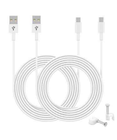 FASTSNAIL 16.4FT Power Extension Cable for WyzeCam/WyzeCam V3/ WyzeCam Pan/Wyze Cam Pan V2/ KasaCam/NestCam Indoor/Yi Cam USB to Micro USB Charging and Data Sync Cord 2 Pack White