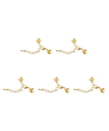 uxcell 10Set Ribbon Crimp Clamp Ends with Lobster Claw Clasps & Extension Chain  6mm Cord End Clasps for DIY Craft Making  Gold Tone 6mm Gold Tone