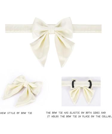 Lionet Paws Bowtie Dog Collar - Comfortable Silk for Medium Dogs (Neck 34-55cm) - Removable Fly - Stylish White Design - Buy Online on SooperMarket.com