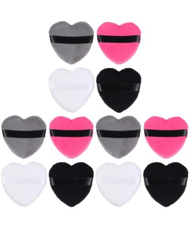 FRCOLOR 12 Pcs Heart Shaped Dry Puff Makeup Sponge Lipstick Powder Puff Foundation Powder Puff Dry Powder Puff Powder Puffs for Loose Powder Triangle Puff Sector Flour Polyester 1 Count (Pack of 1) As Shown 1x3pcs