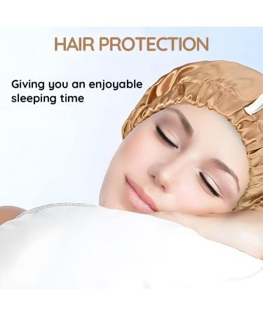 Extra Long Satin Bonnet for Women - 2 Pcs Braid & Curly Hair Bonnets - Soft Silk - Black/Golden - Buy Online on SooperMarket.com