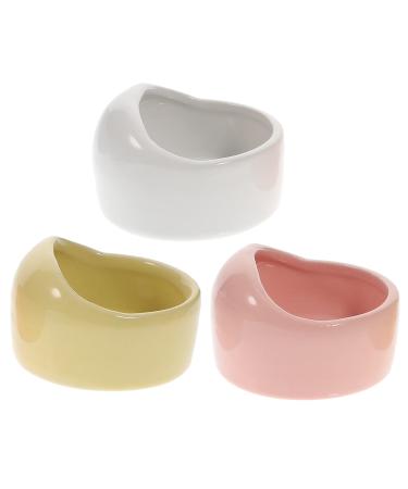 Balacoo Hamster Feeding Bowls- 3Pcs Pet Water Dispenser Ceramic Animal Dishes Food and Water Water Bowl for Mouse Dog (Random Color)