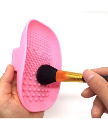 KOMUNJ Silicone Brush Cleaner Silicone Cosmetic Brush Cleaning Mat for Home Travel Easy to Clean Suitable for Dry Cosmetics Pink - Buy Online on SooperMarket.com