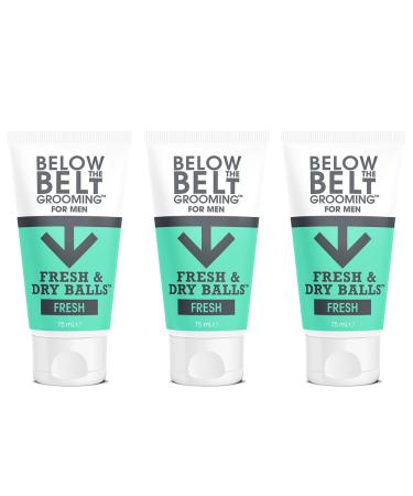 Below The Belt Grooming Fresh & Dry Ball Intimate Deodorant and Anti Chafing Cream For Men Protects against Sweat Odour and Chafing Fresh Scent 3 x 75ml Fresh 75 ml (Pack of 3)
