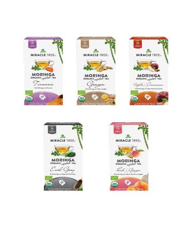 Miracle Tree Moringa Organic Superfood Tea Turmeric Caffeine Free 25 Tea Bags 1.32 oz (37.5 g)