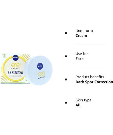 NIVEA Q10 Anti-Ageing BB Cream Cushion Light 15g - 24H Anti-Wrinkle Moisturizer - Buy Online on SooperMarket.com