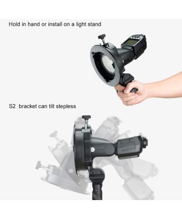 Godox S2 Speedlite S-Type Bracket - Bowens Mount Flash Holder for V1, AD200Pro, AD400Pro & More - Tiltable Design with Umbrella Mount - Buy Online on SooperMarket.com