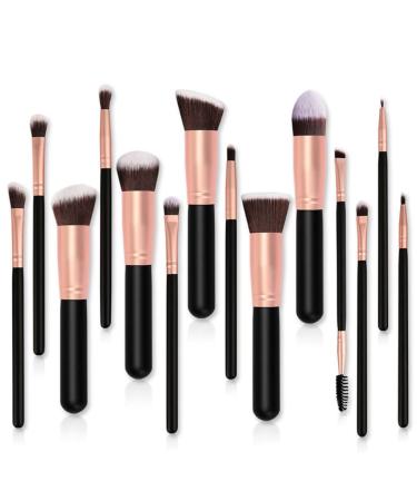 DFHBFG 14pc Makeup Brush Set Beauty Tools Flat Slant Eye Shadow Brow Full Set Brushes 1 D