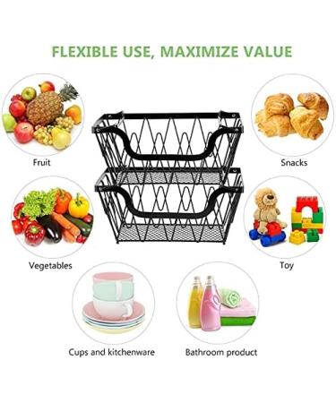 Fruit Basket Bowl 2 Tier Metal Fruit Basket Display Stand Vegetables Fruits Bread Counter Storage Organizer Kitchen Bathroom Decoration Fruit Bowls - Buy Online on SooperMarket.com