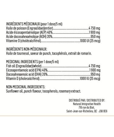 NIH - Liquid Omega-3 Fruit Punch 250ml - Heart Health Brain Function & Joint Support - High EPA & DHA No Fishy Aftertaste - Non-GMO Gluten-Free - Buy Online on SooperMarket.com
