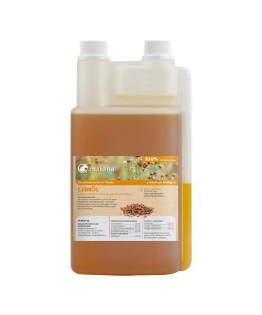 Makana linseed oil for animals cold pressed and 100% pure 1000 ml dosing bottle single