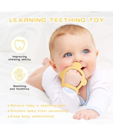 Vicloon Baby Teething Ring - 2PC Silicone BPA-Free Soft Lion Bite Toys for 3+ Months - Dental Aid & Massager - Yellow - Buy Online on SooperMarket.com