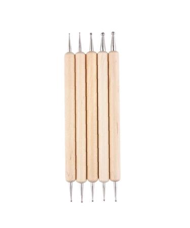 PiniceCore 5pcs 2 Way Wooden Dotting Pen Set Marbleizing Tool Nail Art Dot Dotting Tools Kit