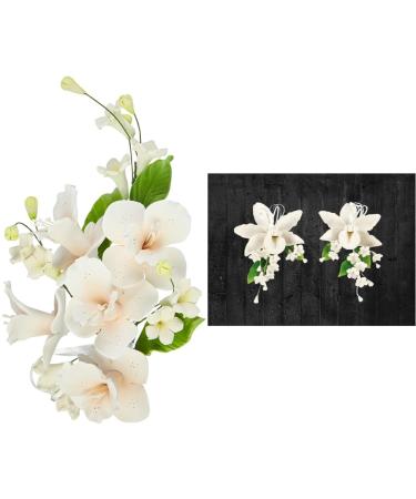 Cake Company Sugar Flower Boquet Orchid Peach 1 Sack (1 x 55 g) & Orchid Bouquet 2 Pieces 1 Sack (1 x 68 g) Bundle with orchid bouquet