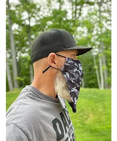 Men Large Beard Mask Face Mask for Bearded Men Reusable Face Mask With Room For Beard Washable Beard Mask for Men (Large Camouflage (Grey)) - Buy Online on SooperMarket.com