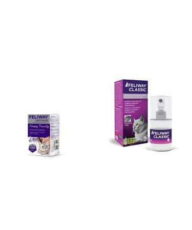 Feliway Optimum refill the best solution to ease cat anxiety cat conflict and stress in the home & Classic 20ml Spray comforts cats and helps solve behavioural issues and stress - 20ml + Classic 20ml Spray