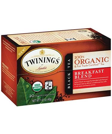 Twinings 100% Organic Black Tea Breakfast Blend 20 Tea Bags 1.41 oz (40 g)