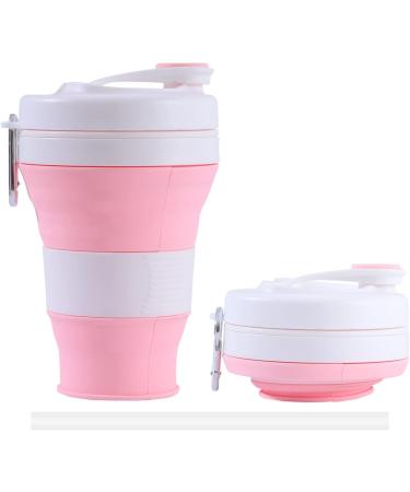 YEEWORIG 600ml Collapsible Travel Cup with Lid & Straw - Pink | Leak-Proof Portable Camping Mug/Silicone Water Bottle for Hot & Cold Drinks - 20.3 oz - Buy Online on SooperMarket.com