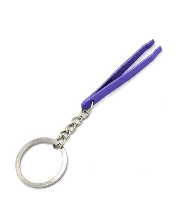 DDP Purple Color Coated Stainless Steel Eyebrow Tweezers Key Chain - Keychain - Buy Online on SooperMarket.com