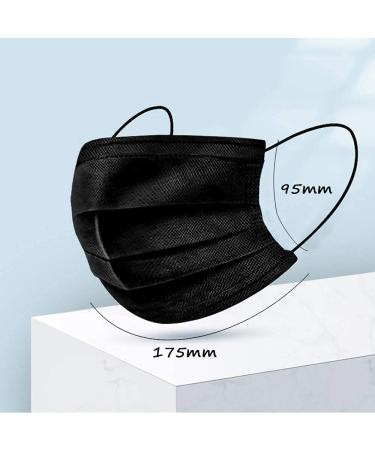 100 Pcs Black Disposable Face Masks - 3 Ply Protective Masks - Buy Online on SooperMarket.com