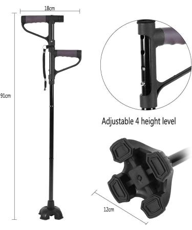 Canes Walking Cane Retractable Collapsible Anti Slip Height Hand Walking Stick with LED Light Double T Handle Elderly Walking Cane for Old Man - Buy Online on SooperMarket.com