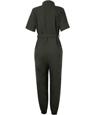 Mimacoo Green Overall Jumpsuit Set for Women - Short Sleeve Shirts and Long Pants Outfit - Size Large - Buy Online on SooperMarket.com