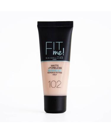 Maybelline Fit Me!Matte & Poreless Make-up No. 102 Fair Ivory liquid make-up adapts to the skin tone moisturizing matting light to medium coverage 30 ml 1 pieces 30 ml (1 Pack) No. 102 Fair Ivory