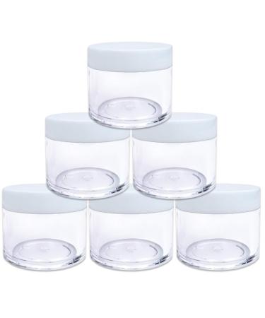 (Quantity: 6 Pieces) Beauticom Premium 30G/30ML (1 Oz) Round Clear Jars with White Flat Top Lids for Beads Gems Glitter Charms Small Arts and Crafts - BPA Free