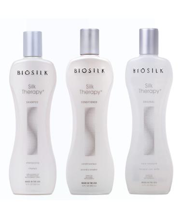 Biosilk 3 Piece Silk Therapy Shampoo  Conditioner and Serum Kit