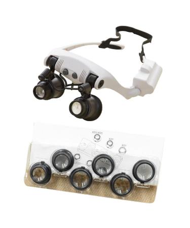Headband LED Lights Magnifier Eye Glasses Watch Repair Loupe Jeweler Glass 10X 15X 20X 25X for Household Headband Magnifier with Led Light for Jewelry