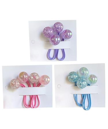 3 Pairs Colorful Ball Hair Ties Double Ball Hair Bands Bling Bubble Ponytail Holder Glitter Elastic Hair Ropes Hair Accessories for Teens Girls Kids