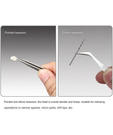 sunree 4-Piece Set of Stainless Steel Combination Tweezers Elbow Tip Labor-Saving Pliers -Reverse Flat-Mouth Stamp Clips - Buy Online on SooperMarket.com